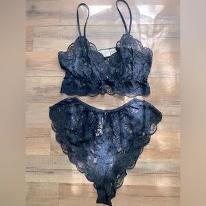Vintage Victoria's Secret Gold Label Black Lace Set
